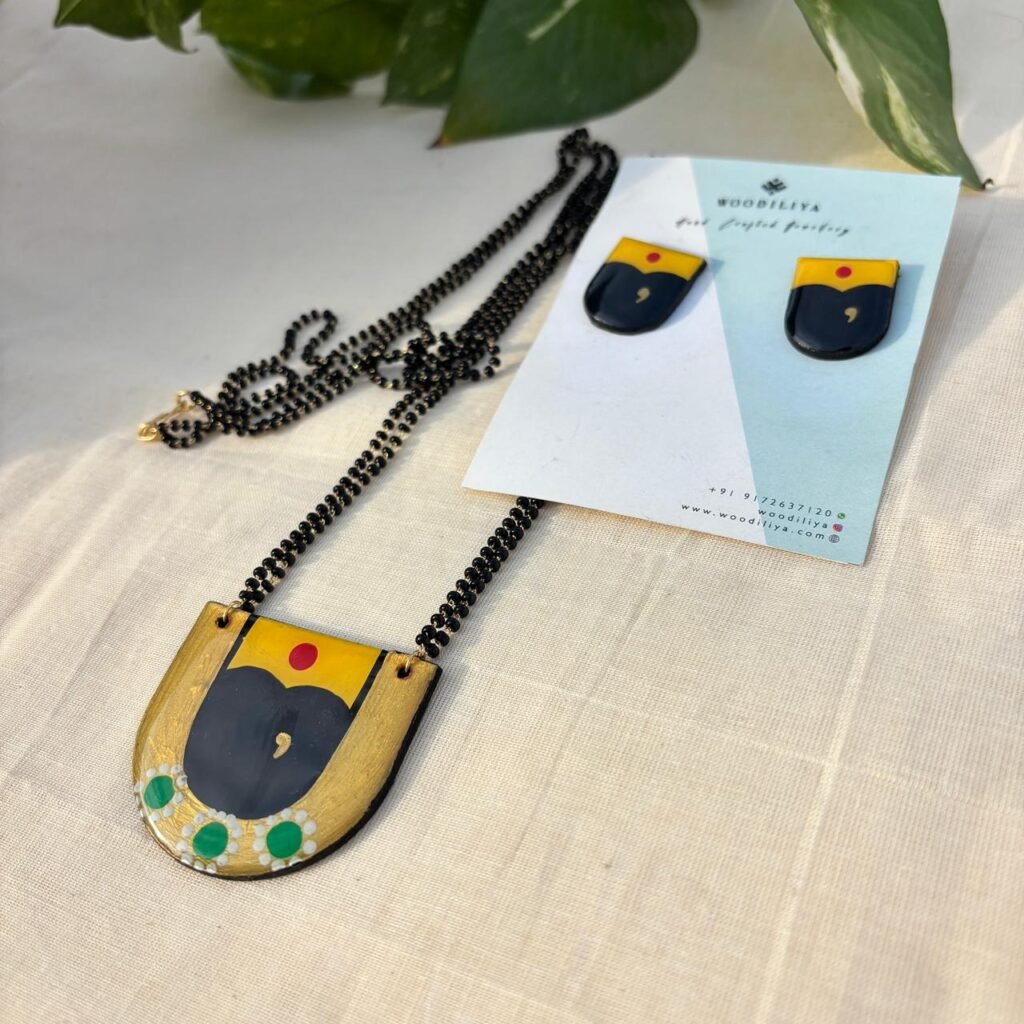 Mahalaxmi mangalsutra handcrafted jewellery Goddess Mahalaxmi traditional mangalsutra necklace Temple jewellery Mahalaxmi mangalsutra handmade