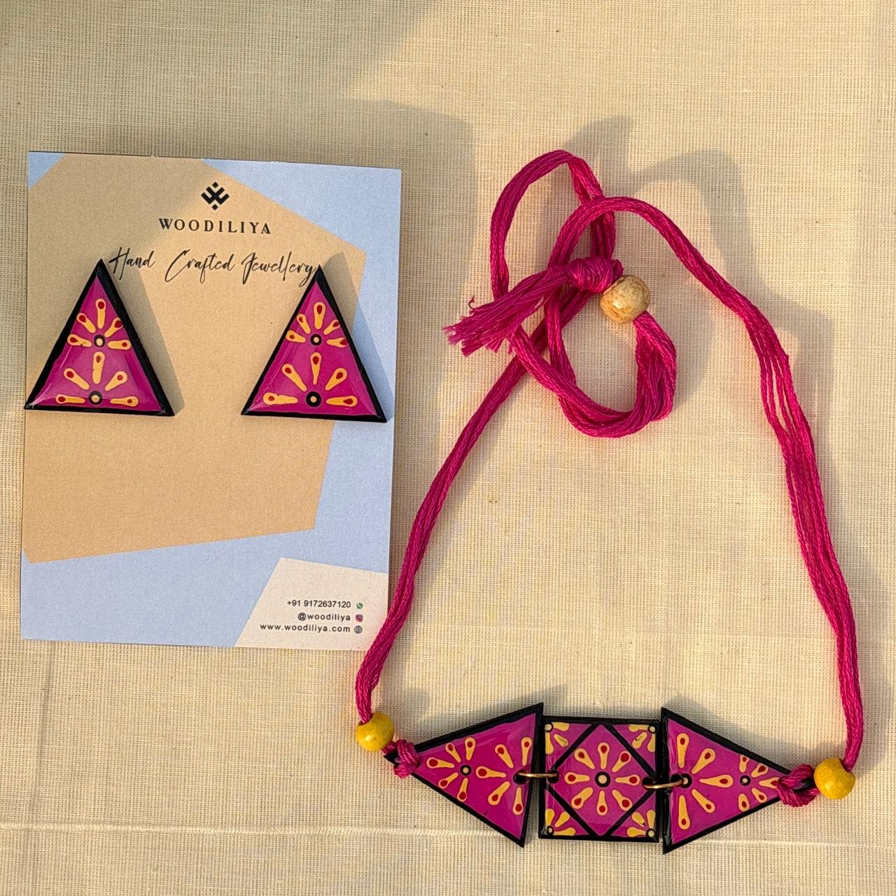 hand painted wooden choker floral design