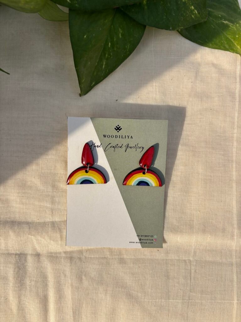 small rainbow earrings Cute rainbow statement earrings handmade Lightweight rainbow earrings handmade jewellery