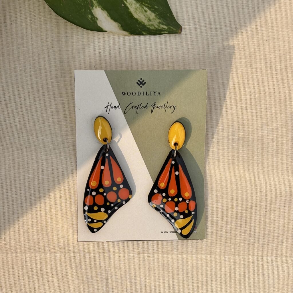 butterfly earrings Artistic butterfly statement earrings handmade Lightweight butterfly earrings handmade jewellery