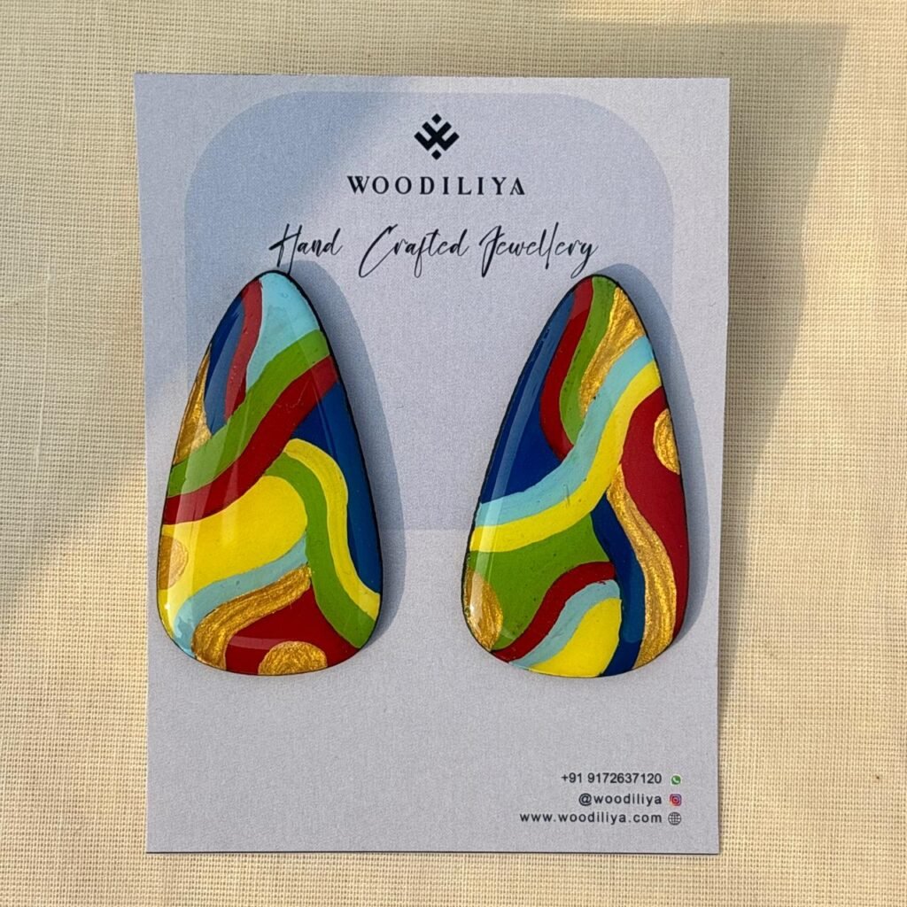 handmade wooden earrings multicolor