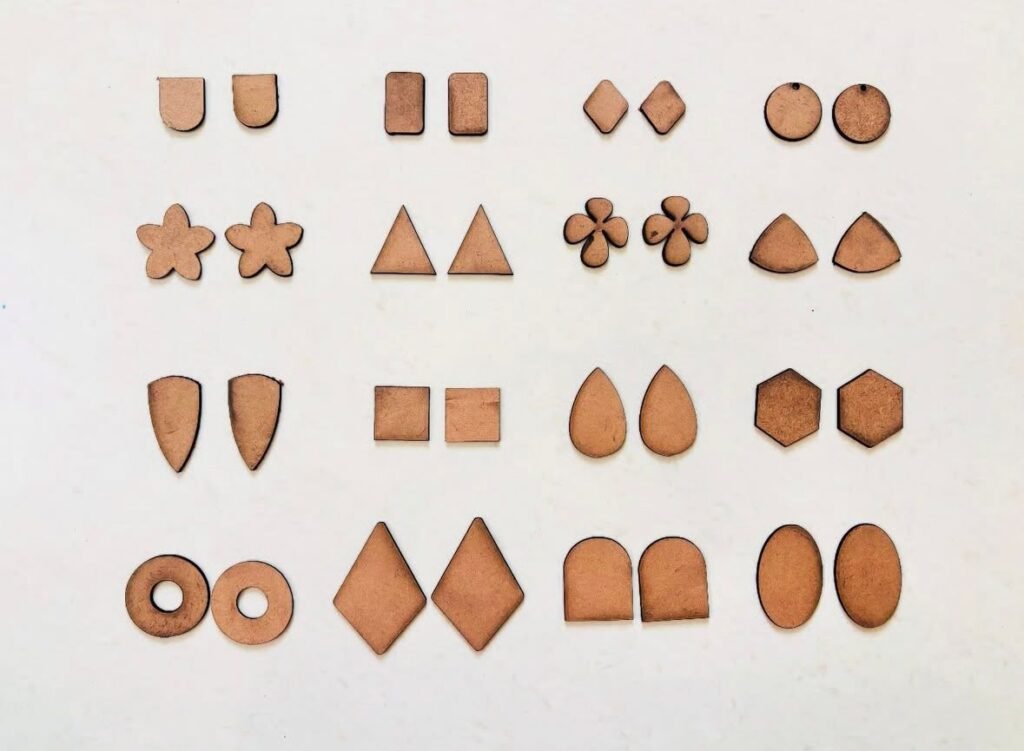 All earrings shape wooden jewellery raw material