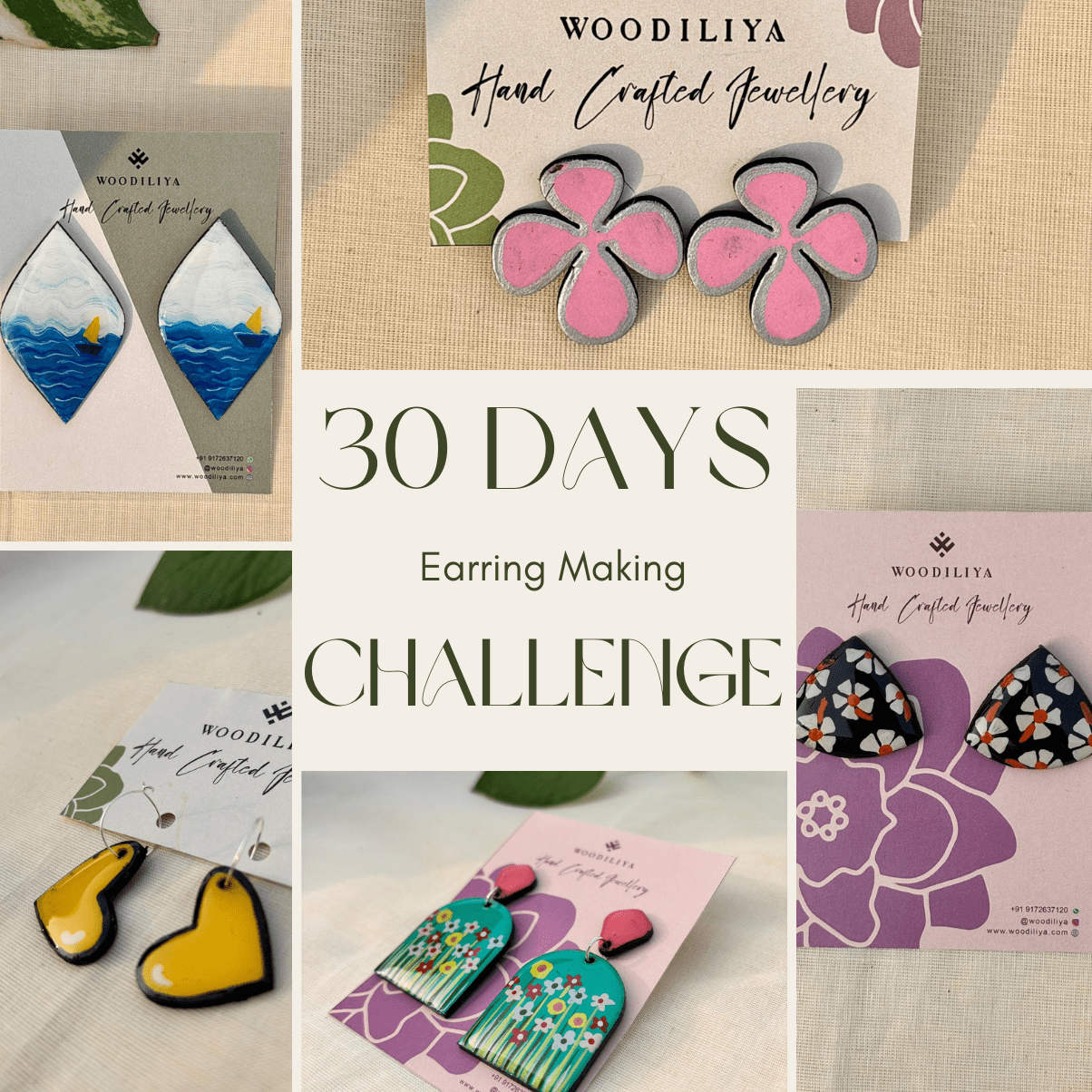 30-Day handpainted wooden earrings making challenge process